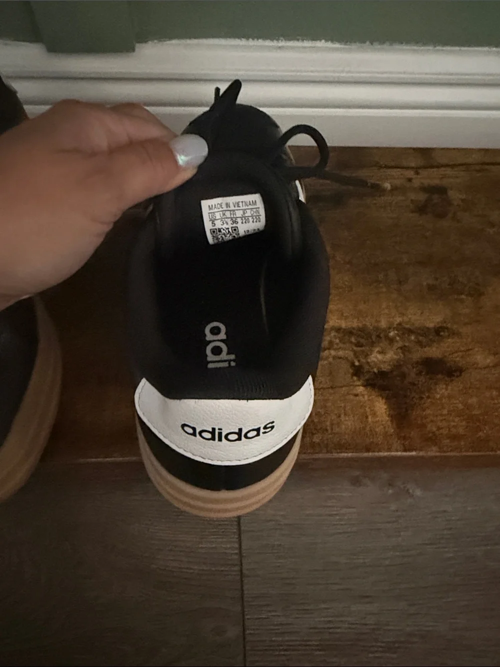 adidas Black & White Platform Sneakers with Gum Sole